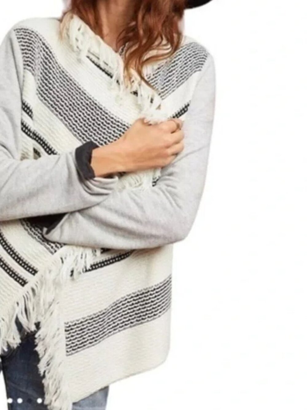 Anthropologie Dolan Sonia Fringe Cardigan Open Front White Size Large - Picture 4 of 13